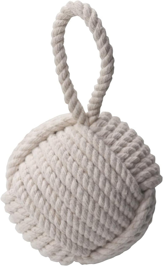 Nautical Doorstop Rope Sailor Knot Decorative Cotton under Mount Handmade Door Stopper with Handle for Floor by the Metal Magician (5" Cotton (White Color))