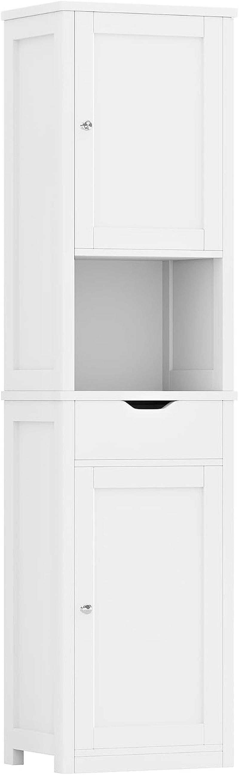 Shintenchi Tall Bathroom Storage Cabinet, Narrow Slim Cabinet, White
