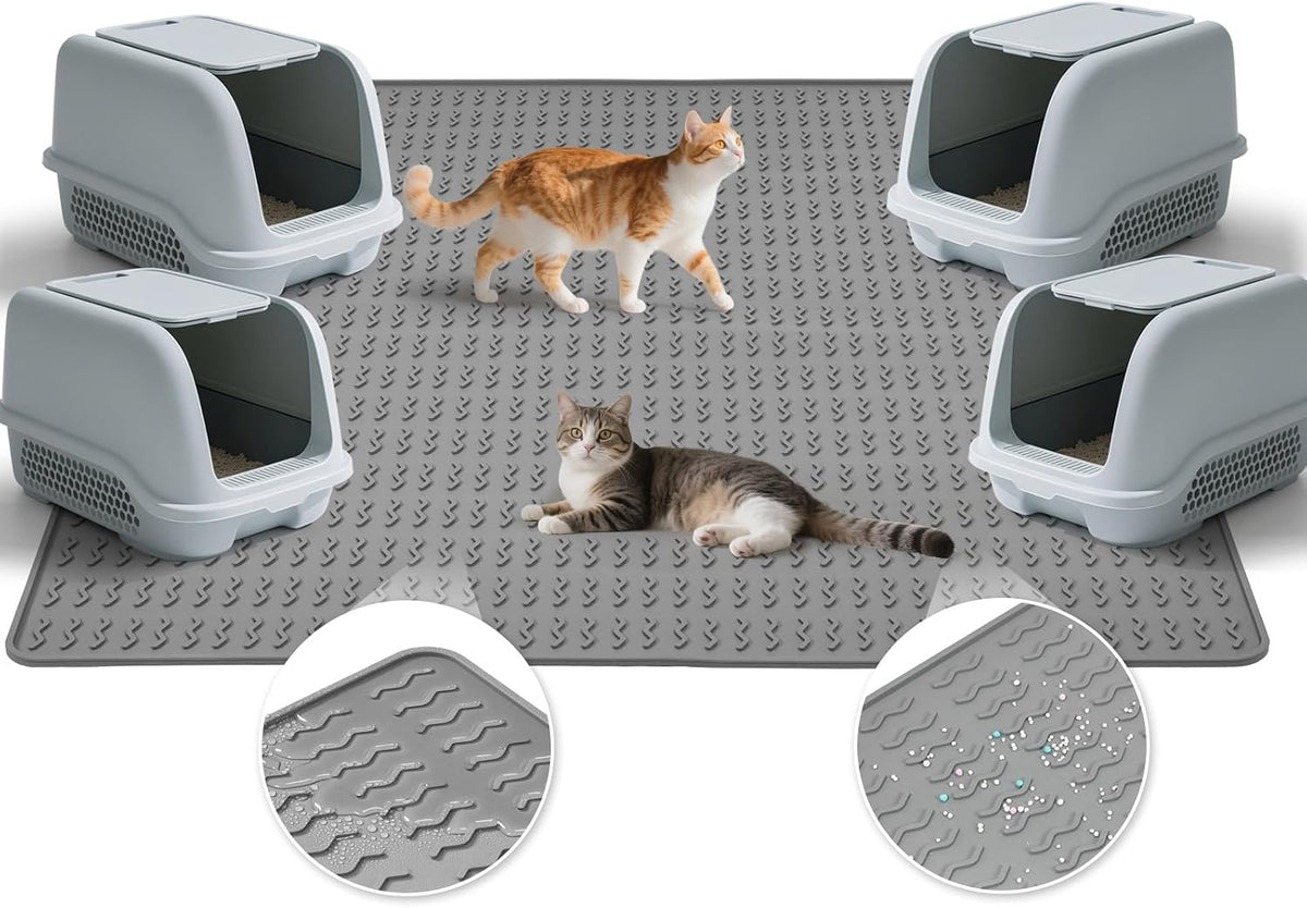 Cat Litter Mat, 47X35In Extra Large Litter Mat, Waterproof Non-Slip
