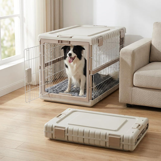 ZOMISIA Collapsible Dog Crate with Bed Mat, 36'' Dog Kennel for Large Dogs