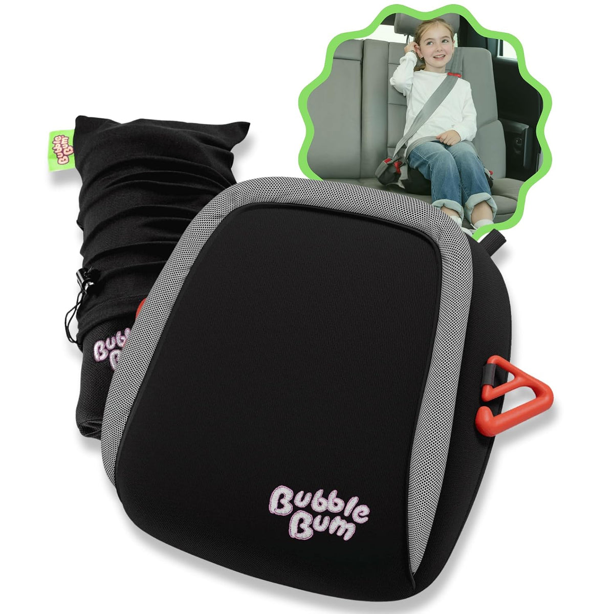 Bubblebum Inflatable Travel Booster Car Seat, Narrow Backless, 40-110 Lbs