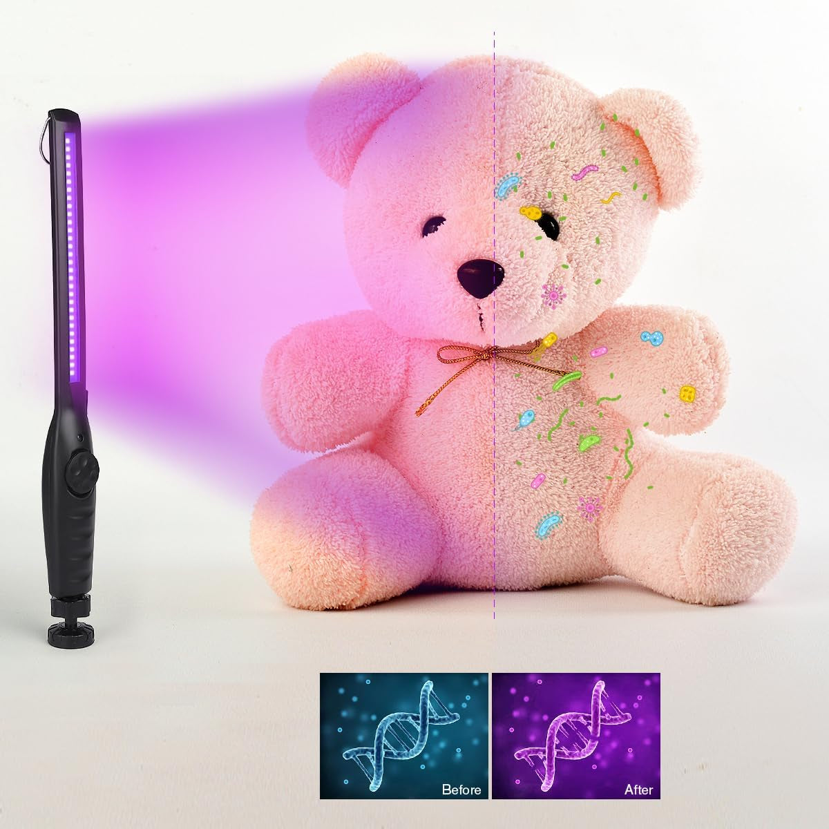 UV Light Sanitizer, Portable UV Light Disinfection Lamp USB Rechargeable Ultraviolet Light Sanitizer for Home Hotel Travel Car UV Light Sanitizer Wand