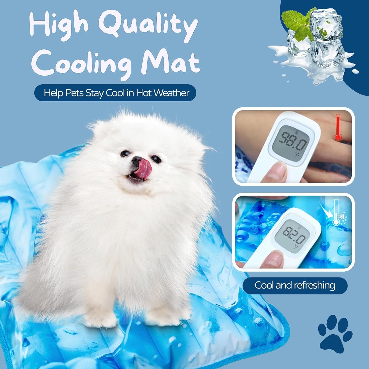 Dog Cooling Mat 2.0, Double-Sided Non-Slip Pet Cooling Pad, Washable and Durable, Indoor & Outdoor Summer Cooling Mat for All Pets, Keep Dogs and Cats Cool and Comfortable (17.7" X 17.7")