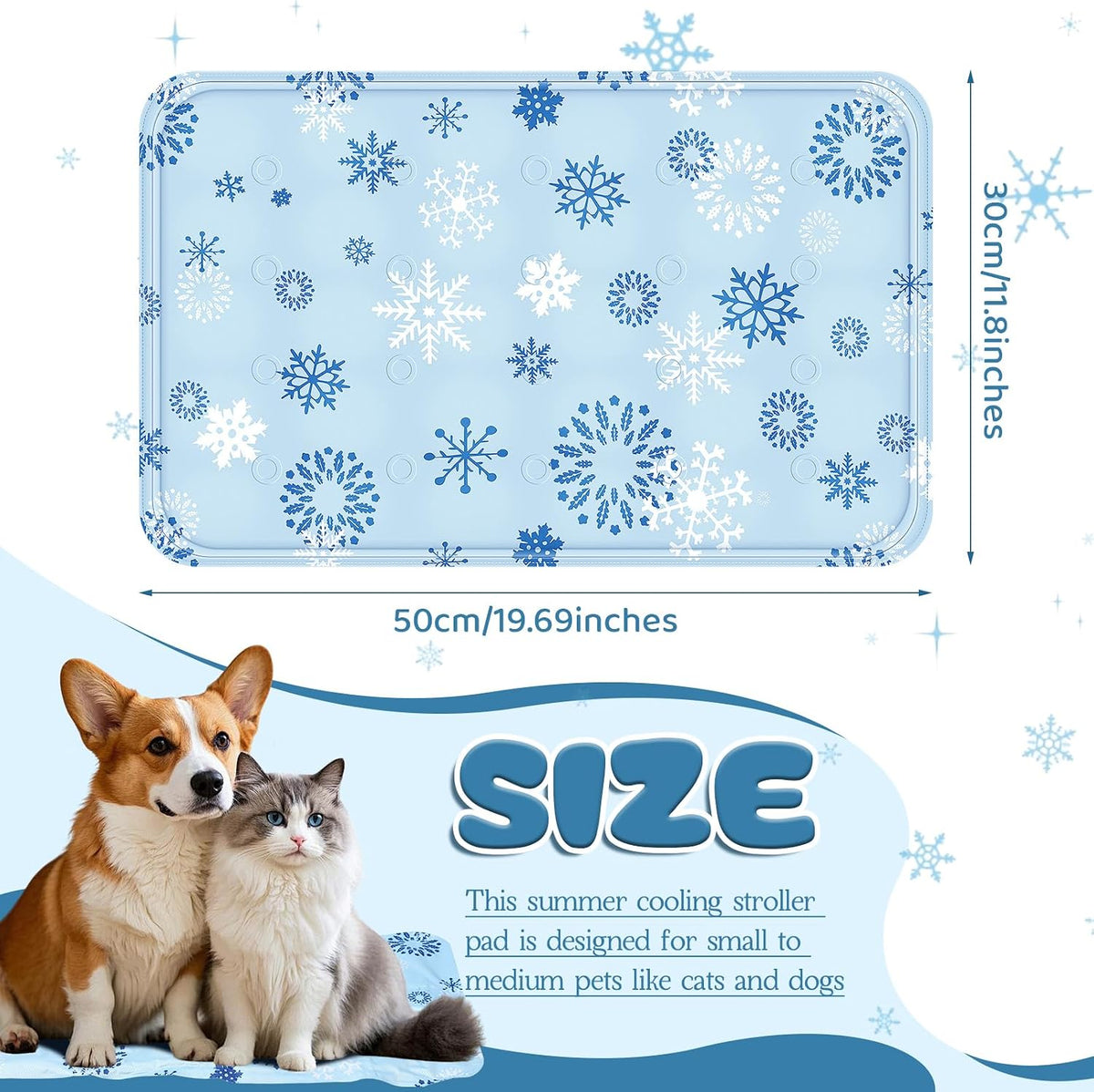 Nuanchu Pet Cooling Mat, Snowflake, 11.81 X 19.69 Inches, 1 Pcs
