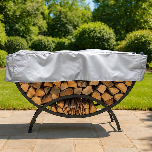 Curved Firewood Rack Cover - Half round Log Wood Ring Trap Pile Storage Protector, for Waterproof UV Resistant Dustproof, 210D Heavy Duty, 59 Inch (Gery)