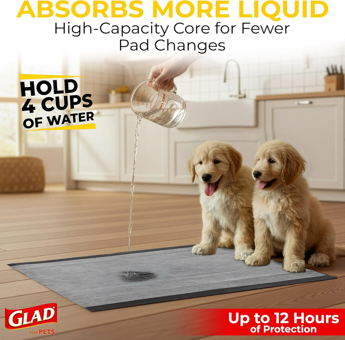 Glad for Pets, Dog Pee Pads, Activated Carbon, Puppy Pads, 30 Count
