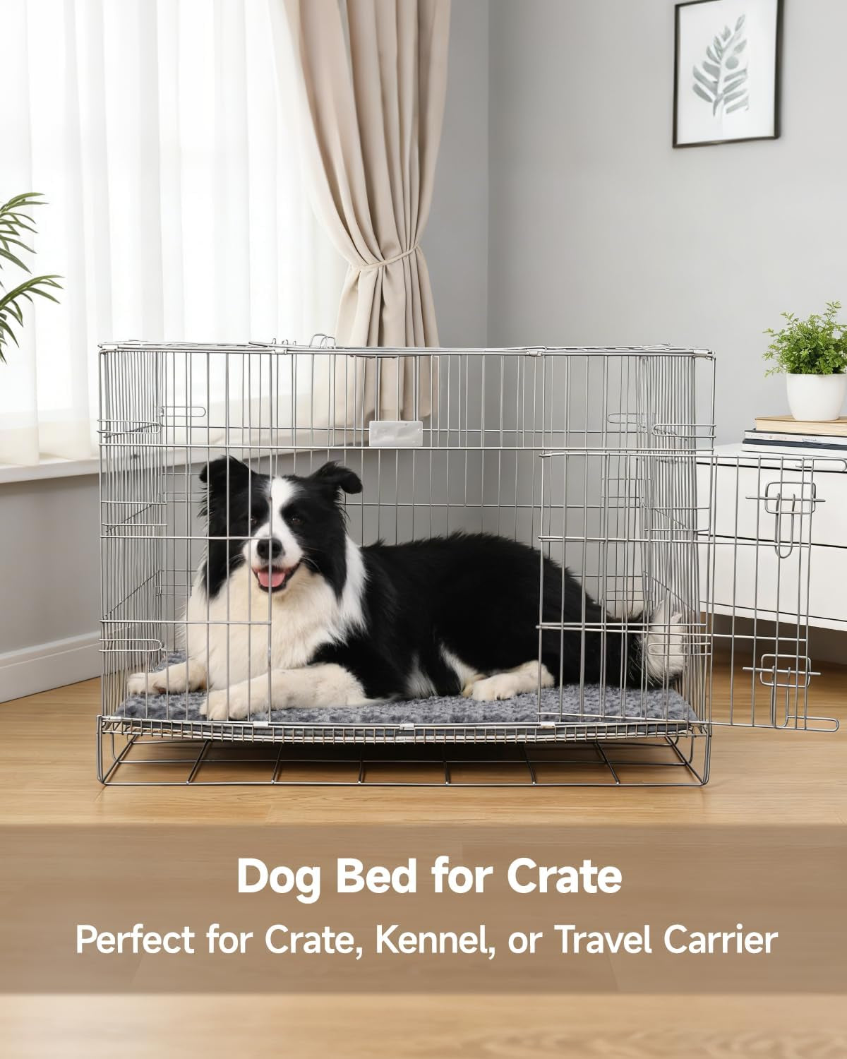 Dog Bed for Crate High Resilience Foam Crate Pad Mat for Medium Large Dogs Washable Anti-Slip,35" X 22",Dark Gray