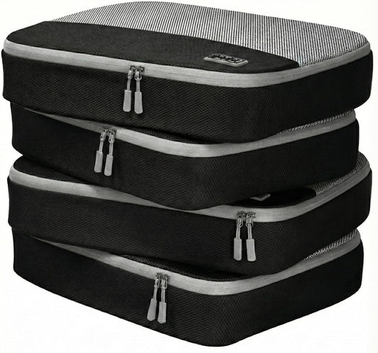 Dot&Dot Large Packing Cubes for Travel - Durable Mesh & Honeycomb Fabric Suitcase Organizer with Zipper Closure, Lightweight Expandable Clothes Bags for Carry on Luggage, 4 Pack Set