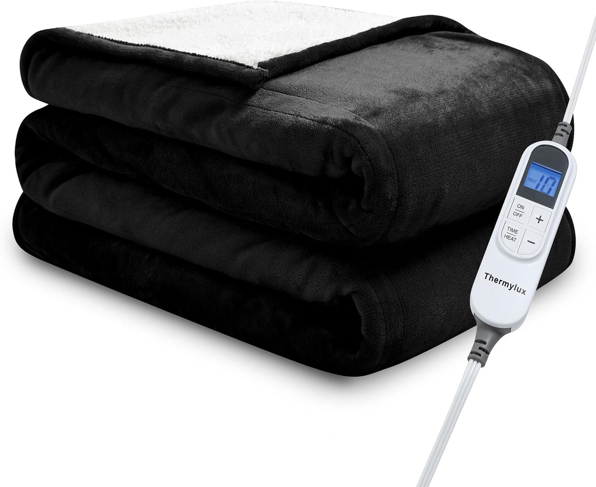Electric Blanket Full 72"X84" Heated Electric Blankets 10 Heating Levels 12 Time Settings 8 Hours Auto off Fast Heating and Overheat Protection ETL Certified Machine Washable,Black