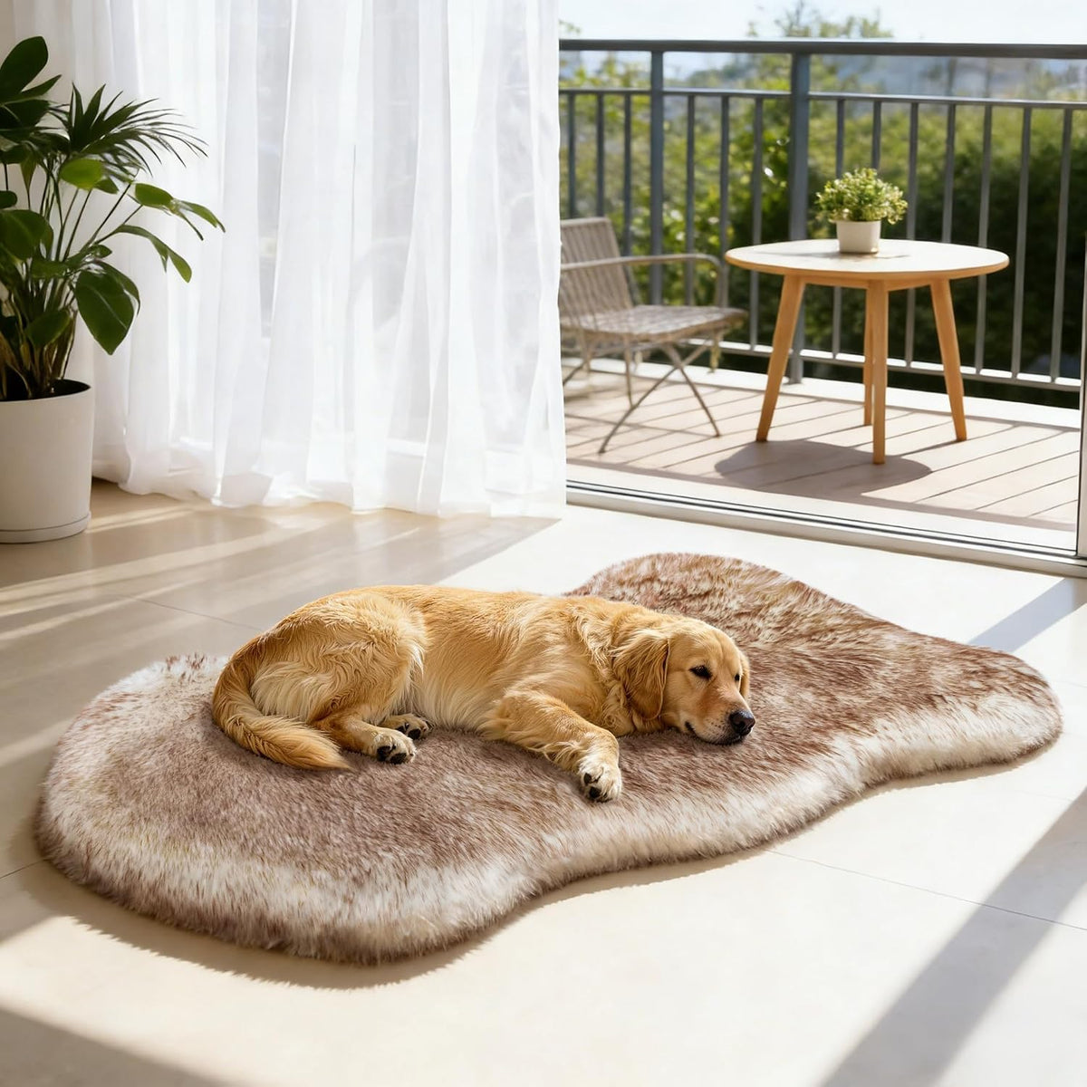 Dog Bed Rug for Large Dogs, Faux Fur Orthopedic Thick Foam 50"X30"X3"