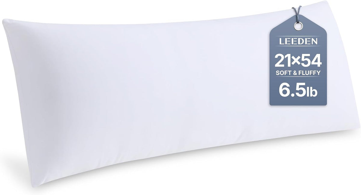 Leeden Full Body Pillow 20 X 54 for Side Sleepers White Support