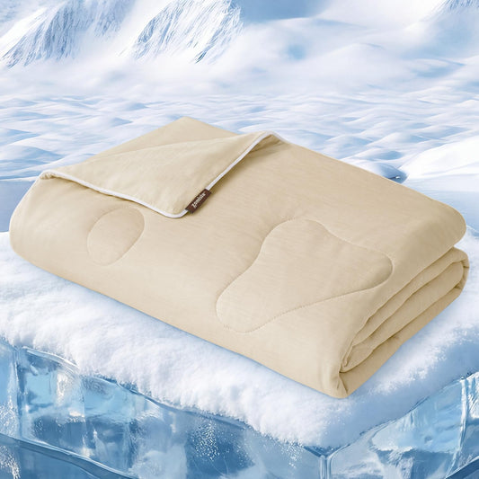 Cooling Blanket for Large Dogs - Washable Dog Cooling Mat for Hot Weather, Travel Soft Pet Summer Essentials, Khaki, 40"X50"