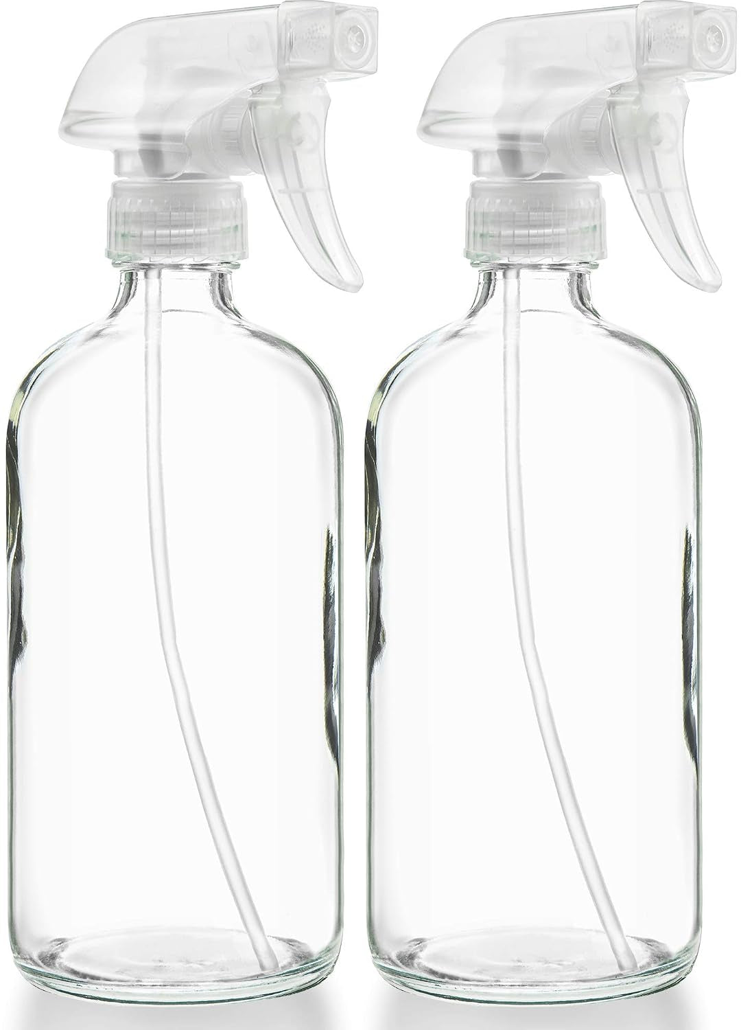 Large Clear Glass Spray Bottles, Empty, Refillable, Water, Fine Mist 16 Oz