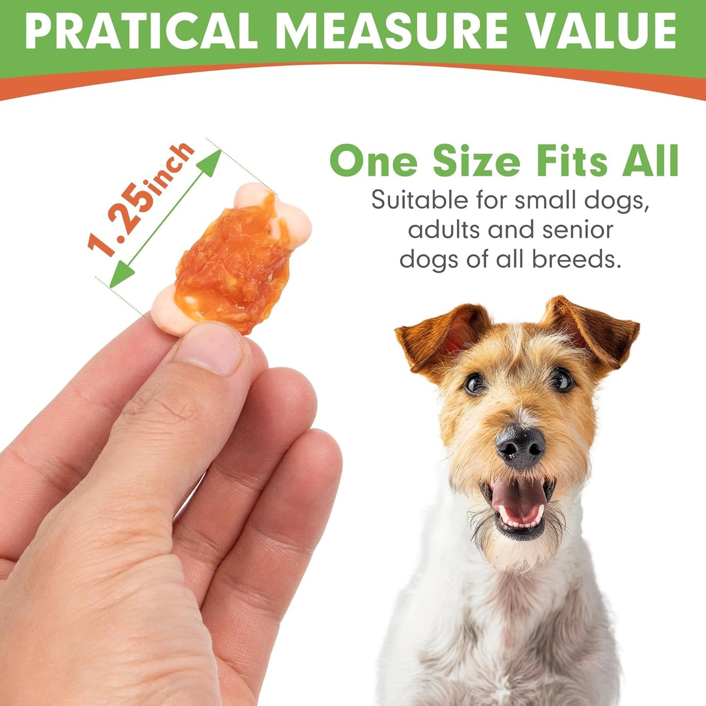 MON2SUN Dog Treats, Mini Chicken Wrapped Biscuits with Added Vitamins, Healthy Training Snacks for Small Medium and Large Dogs, 10.58Oz