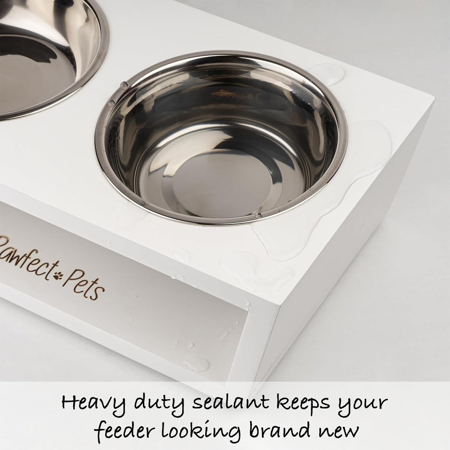 4" Tall Elevated Dog Bowls for Small Dogs and Cats. Raised Dog and Cat Food and Water Bowl Set by Pawfect Pets (White)