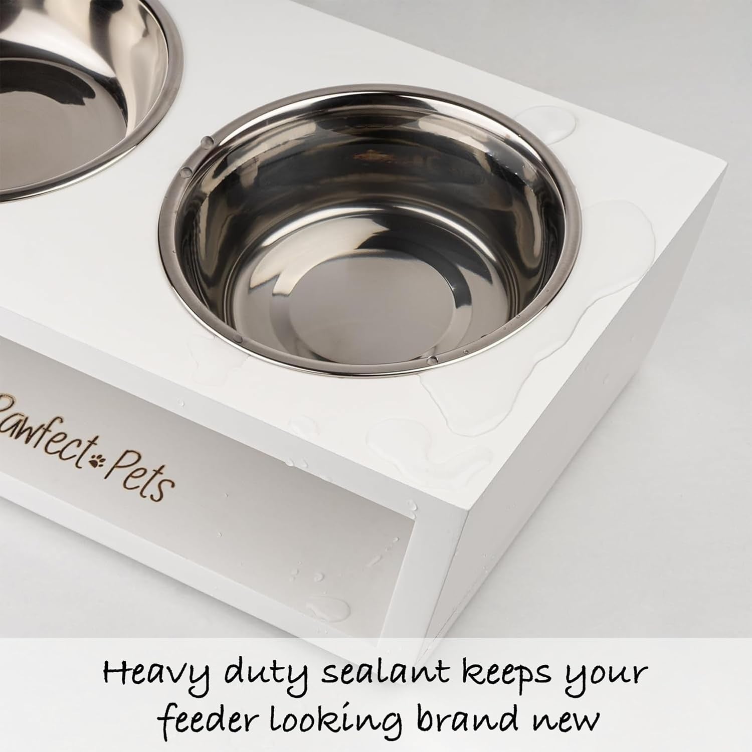 4" Tall Elevated Dog Bowls for Small Dogs and Cats. Raised Dog and Cat Food and Water Bowl Set by Pawfect Pets (White)