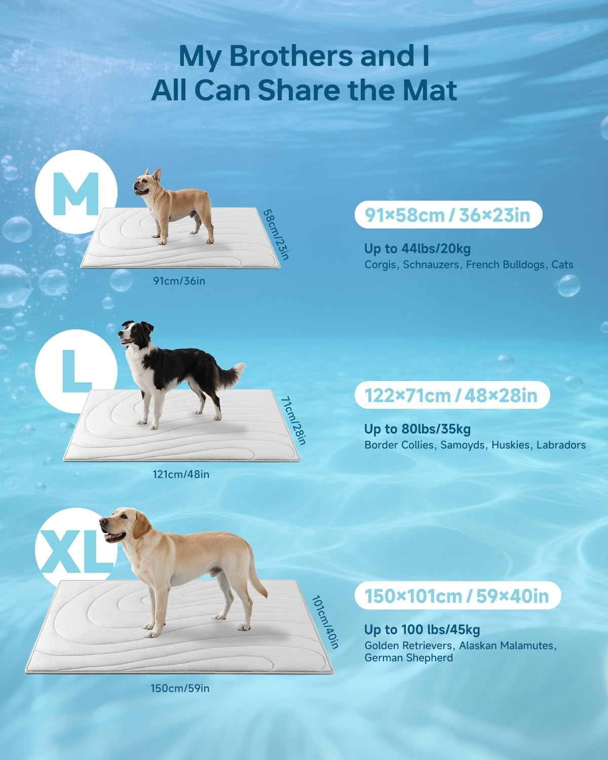 Cooling Mat for Dogs, 59" X 40" Washable Pet Cooling Pad, X-Large Dogs