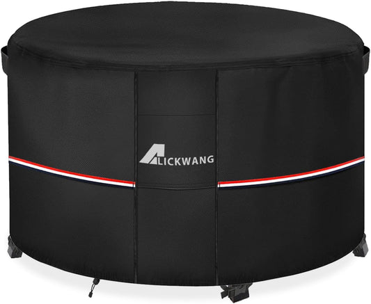 Fire Pit Cover round 50 Inch Waterproof,Outdoor Heavy Duty Durable 600D Tear-Resistant Fire Pit Table Cover,Patio round Firepit Cover 50" D X 24" H, Black
