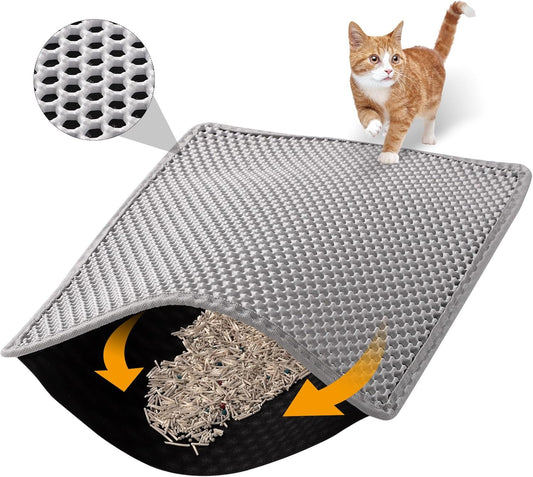 Cat Litter Mat 30 X 24 In, Double Layer, Waterproof, Gray