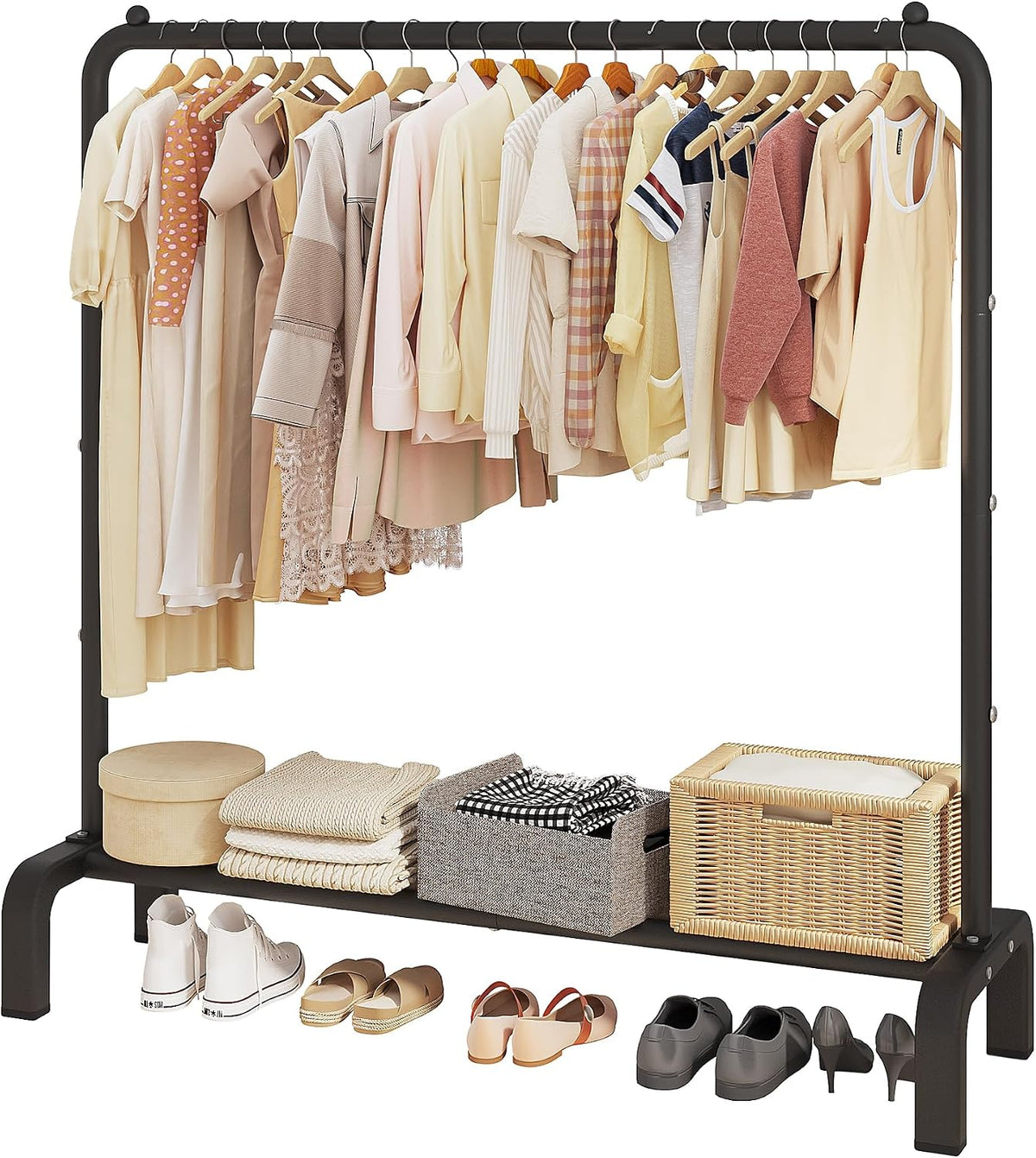 JIUYOTREE Garment Rack Clothing Clothes Rack for Clothes Organizing Black