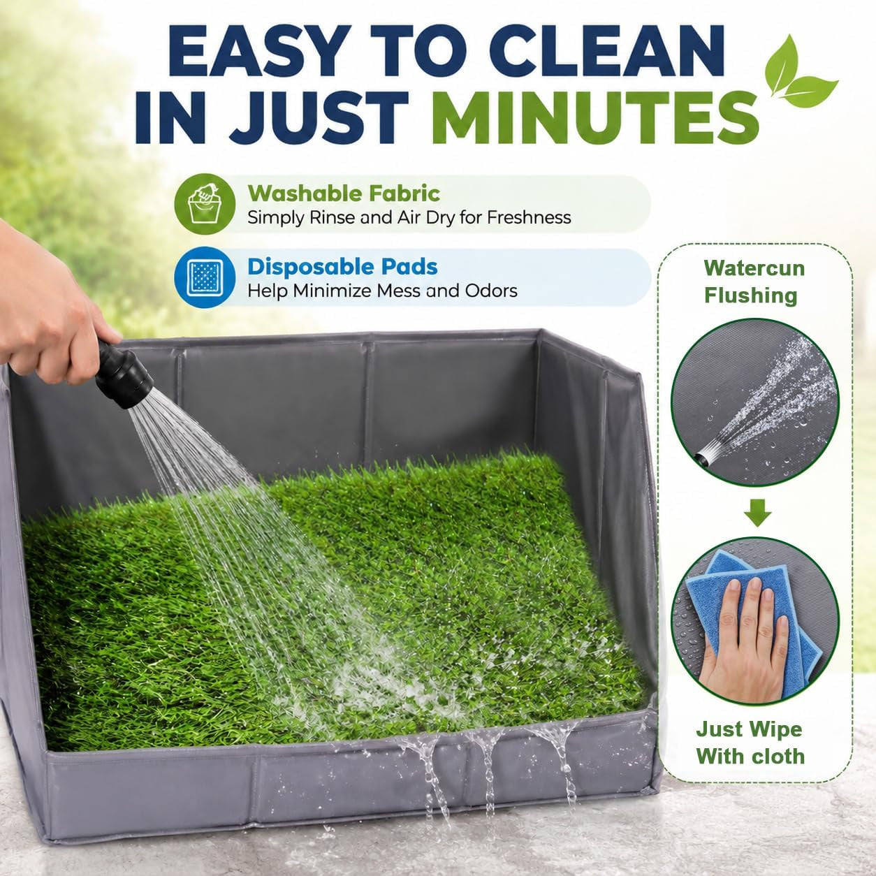 Dog Potty Tray with High Walls and Artificial Grass, 32" X 21"X 16"Foldable Indoor Dog Toilet,Waterproof Dog Pee Pad Holder with Leakproof Liner, Portable Pet Litter Box for Small Medium Dogs