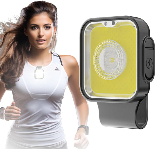 Yls Running Lights for Runners, Rechargeable Clip on Light with 12 Lighting Modes, LED Night Safety-Light for Walking, Camping, Hiking, Jogging, Outdoor Adventure, Black