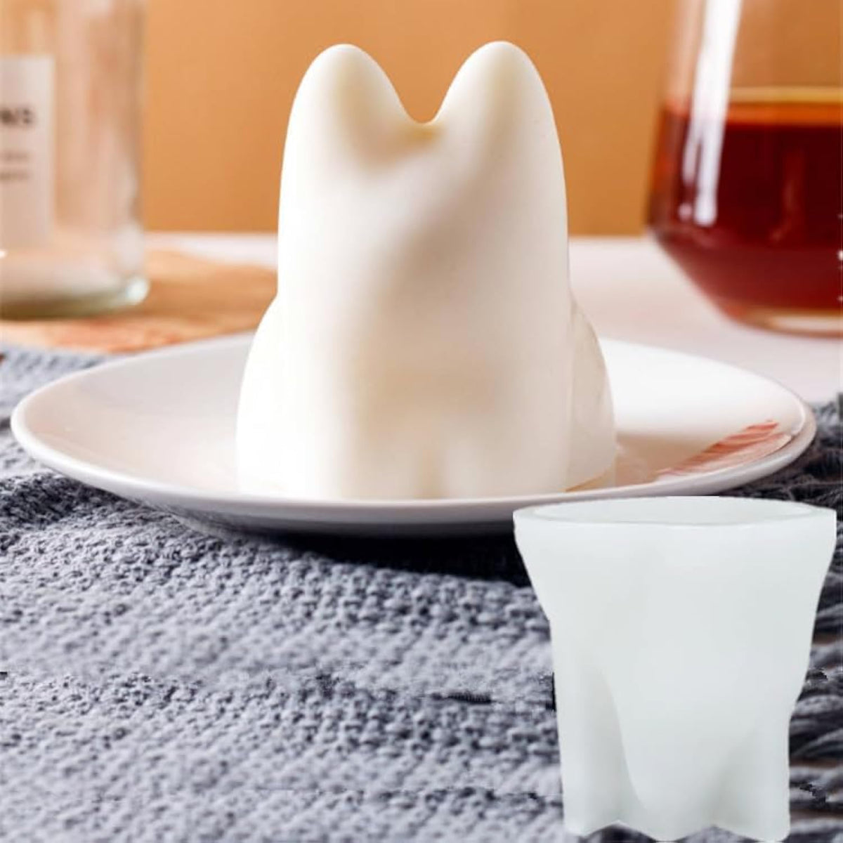 1PC Cat Silicone Mold Milk Jelly Mold Ice Cube Mould Mousse Mould DIY Tool for Birthday Party Chocolate Cake Candy Pudding Mousse Pastry Soap Crayons Cupcake Topper,White