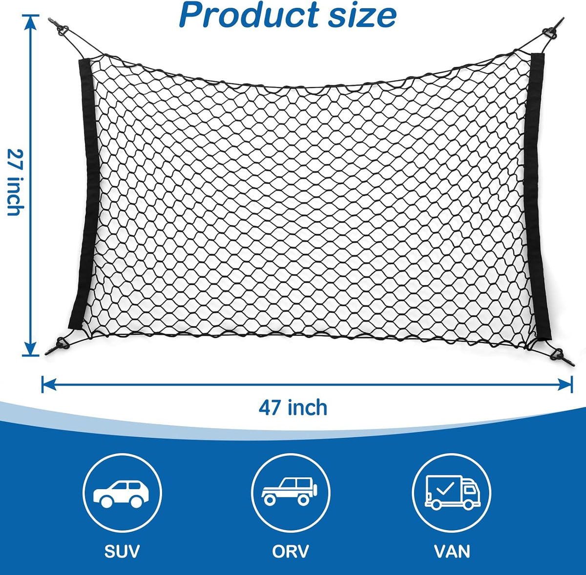 Dog Car Barrier Vehicle Pet Barrier Backseat Mesh Dog Car Divider Net with Adjusting Rope and Hook Suitable for SUV Pickup and Small Car (47In X 27In)