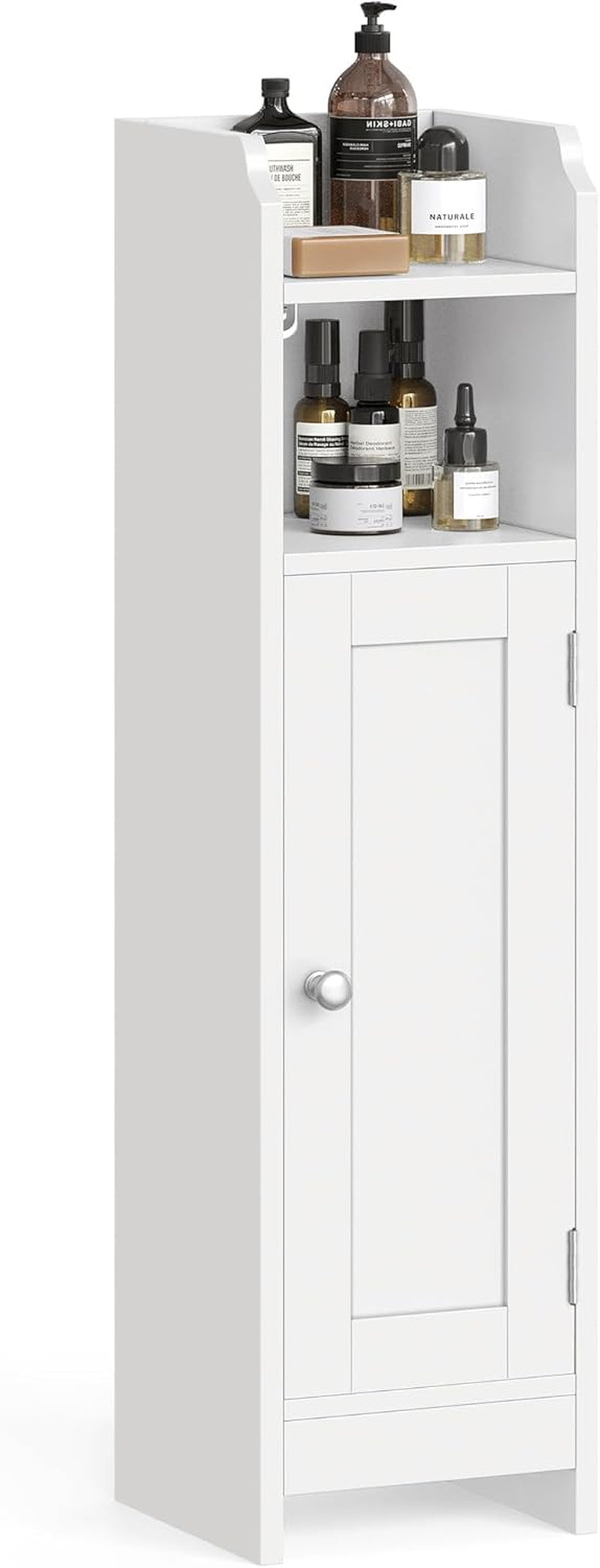 VASAGLE Small Storage Corner Floor Cabinet with Door, Cloud White
