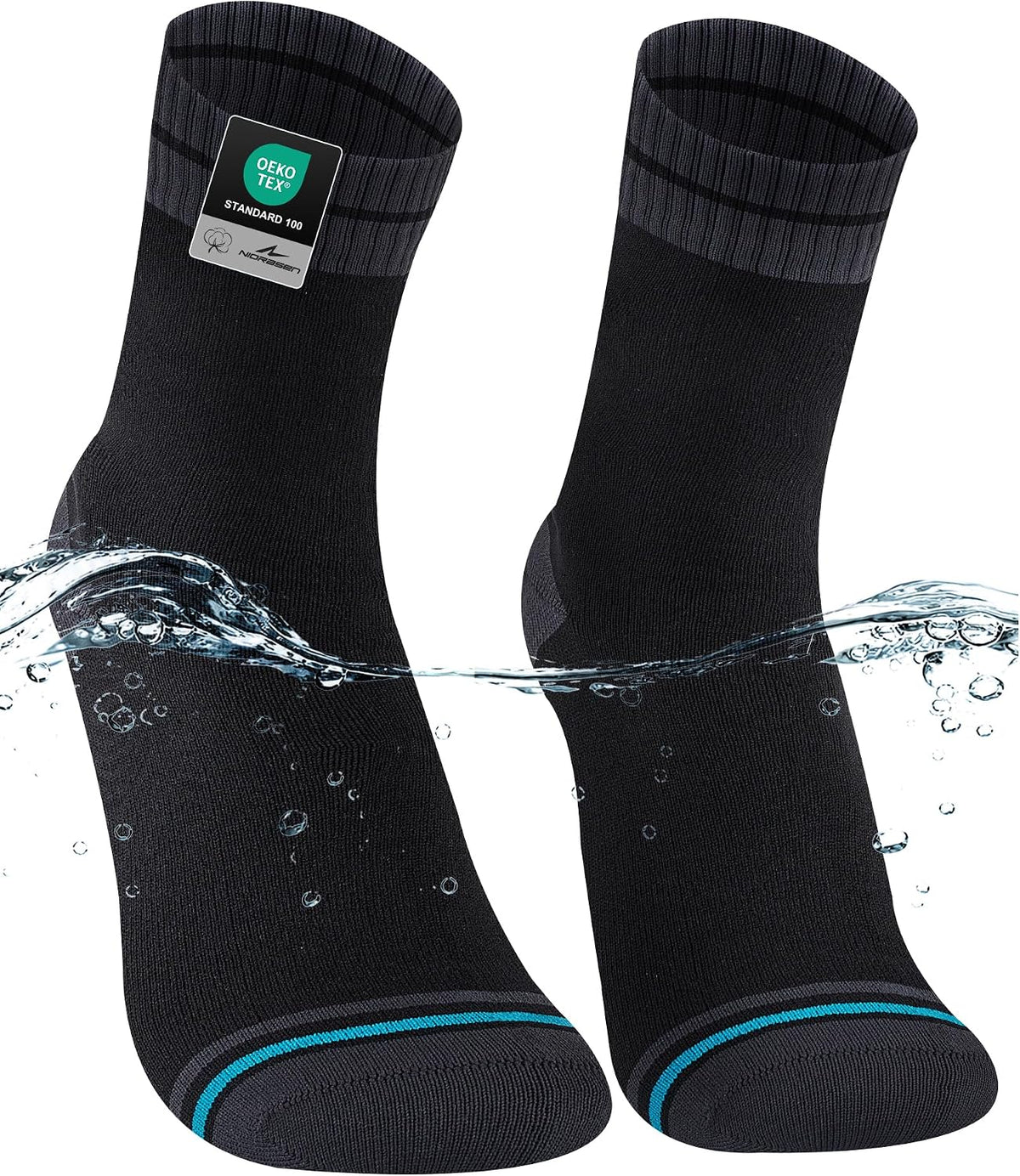 Niorasen Waterproof Socks for Men, Crew Hiking Socks, Lightweight