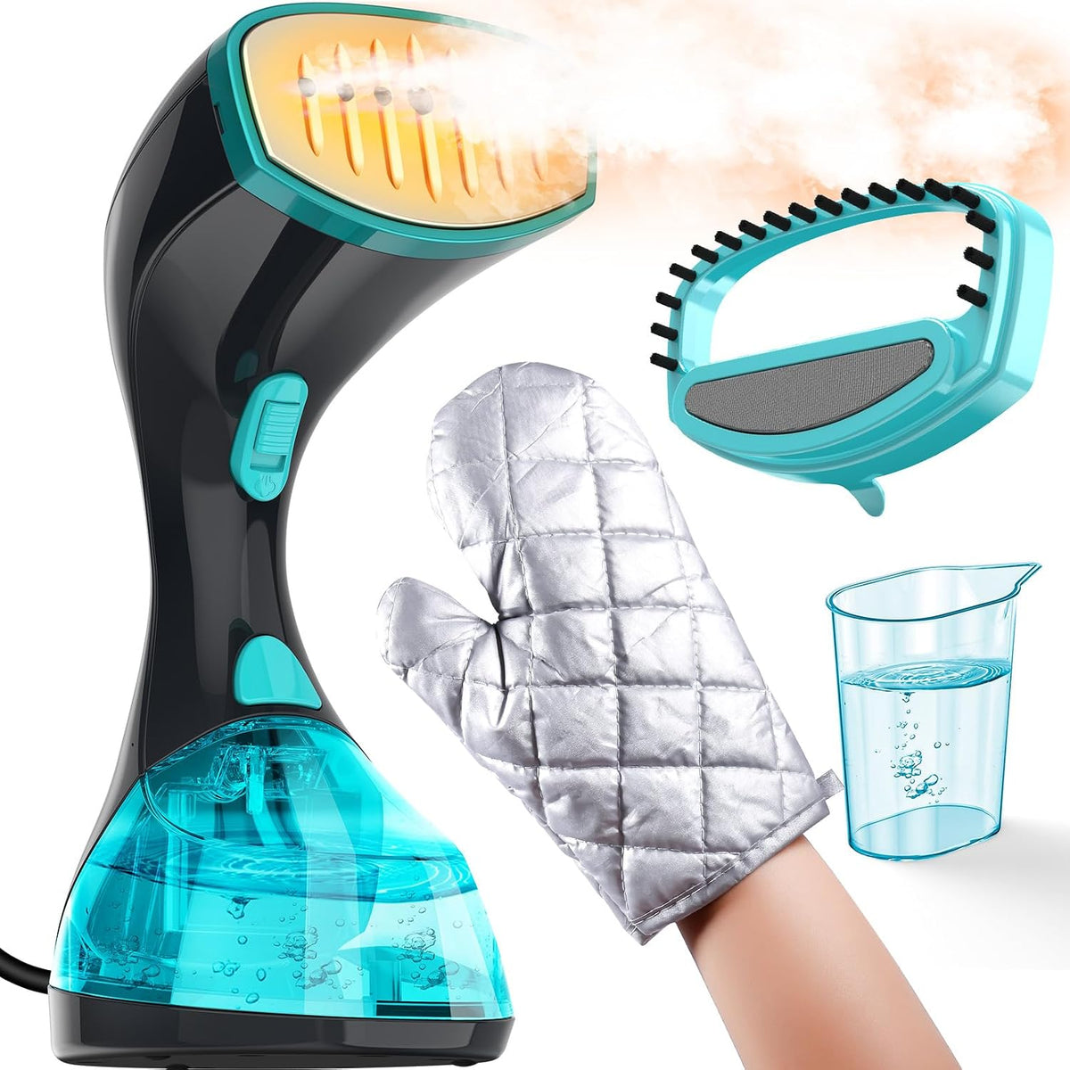 Steamer for Clothes, 1800W Handheld Clothes Steamer for Quick Wrinkle Removal with 15S Fast Heat-Up, 3 Steam Modes, 300Ml Tank, Portable Garment Steamer with Brush & Glove for Home, Travel, Office