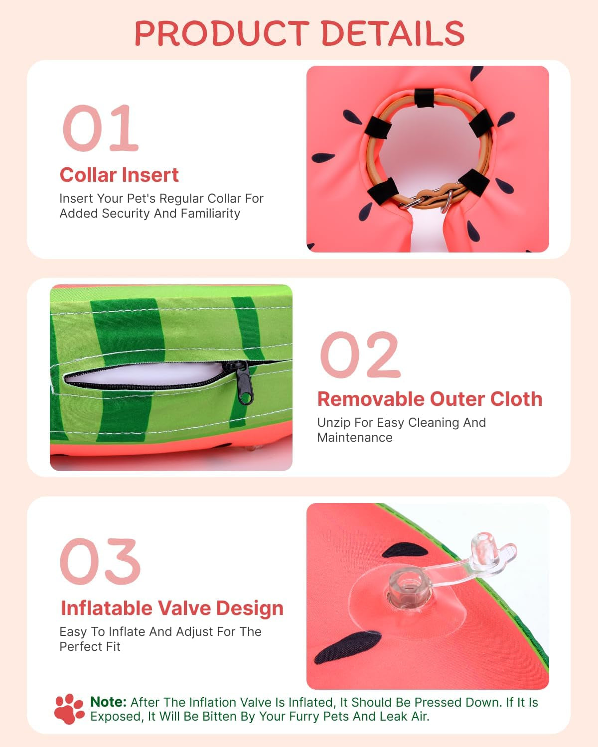 MIDOG Soft Inflatable Dog Cone, Donut E-Collar Alternative for after Surgery, Prevents Licking, Allowing Normal Eating & Vision, Comfortable Recovery Collar for Small Medium Large Dogs & Cats, Red-M