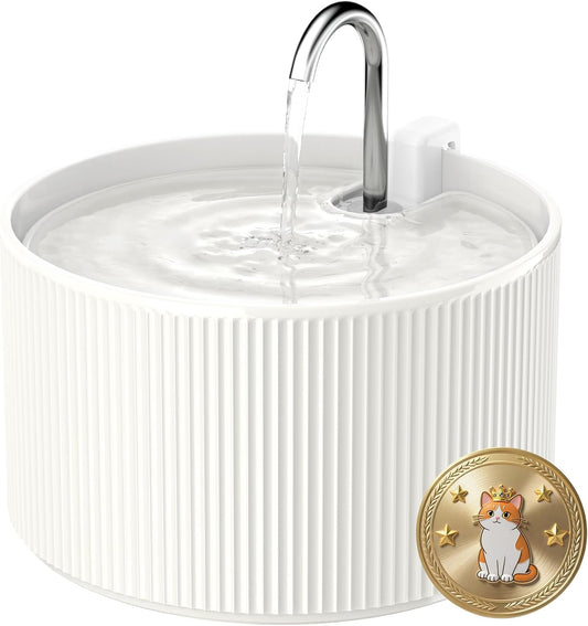 Ceramic Cat Water Fountain, 2.2L/74Oz Cat Drinking Fountain