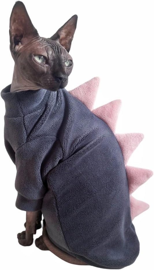 Grey Dinosaur Sphynx Cat Clothes Sweater Hairless Cat Apparel
