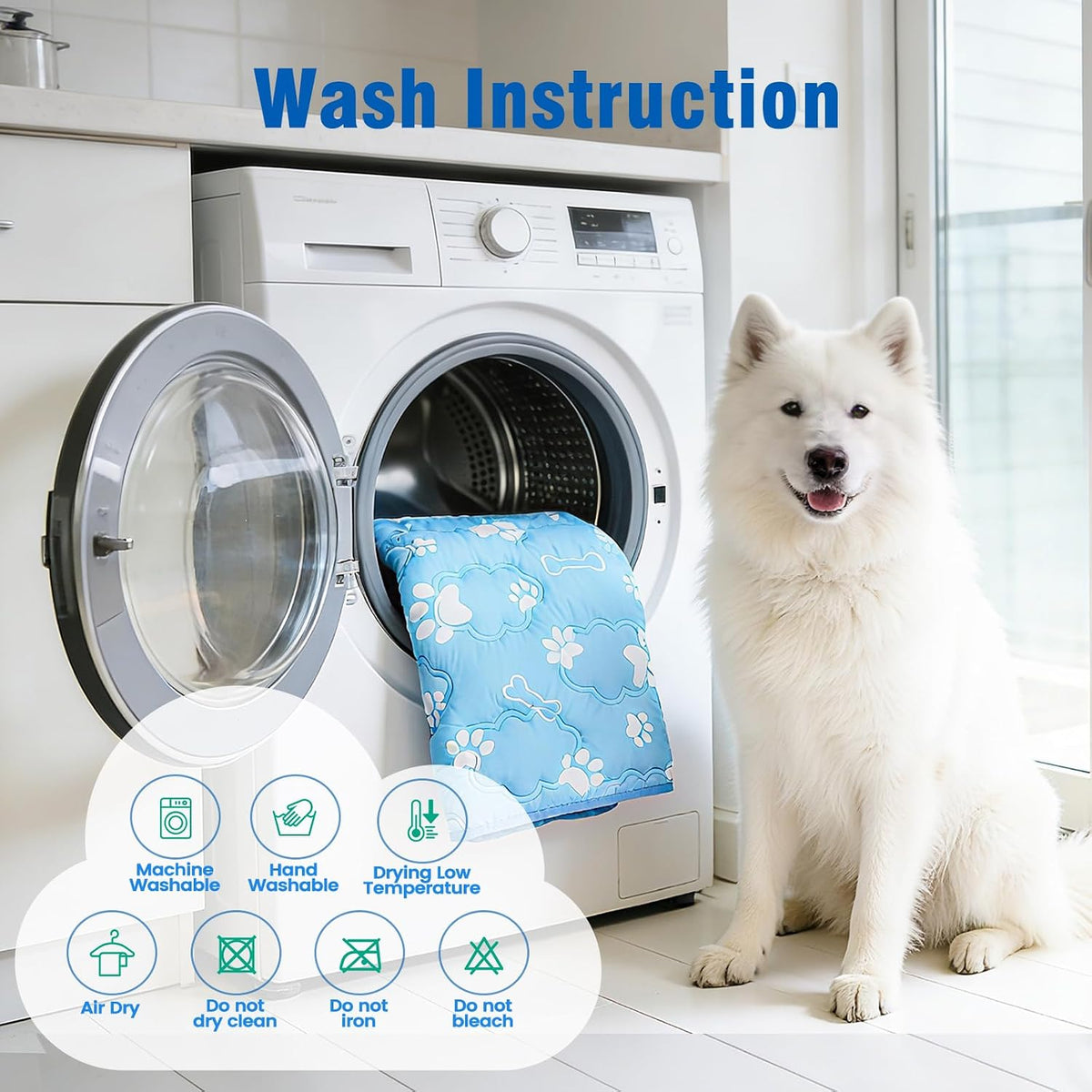 Dog Cooling Mat, Extra Large Cooling Dog Bed Mat for Indoor & Outdoor, Q-Max>0.5, Machine Washable Non-Toxic Portable Pet Cooling Pad for Kennel, Crate, Car - XL(44" X 30") - Blue