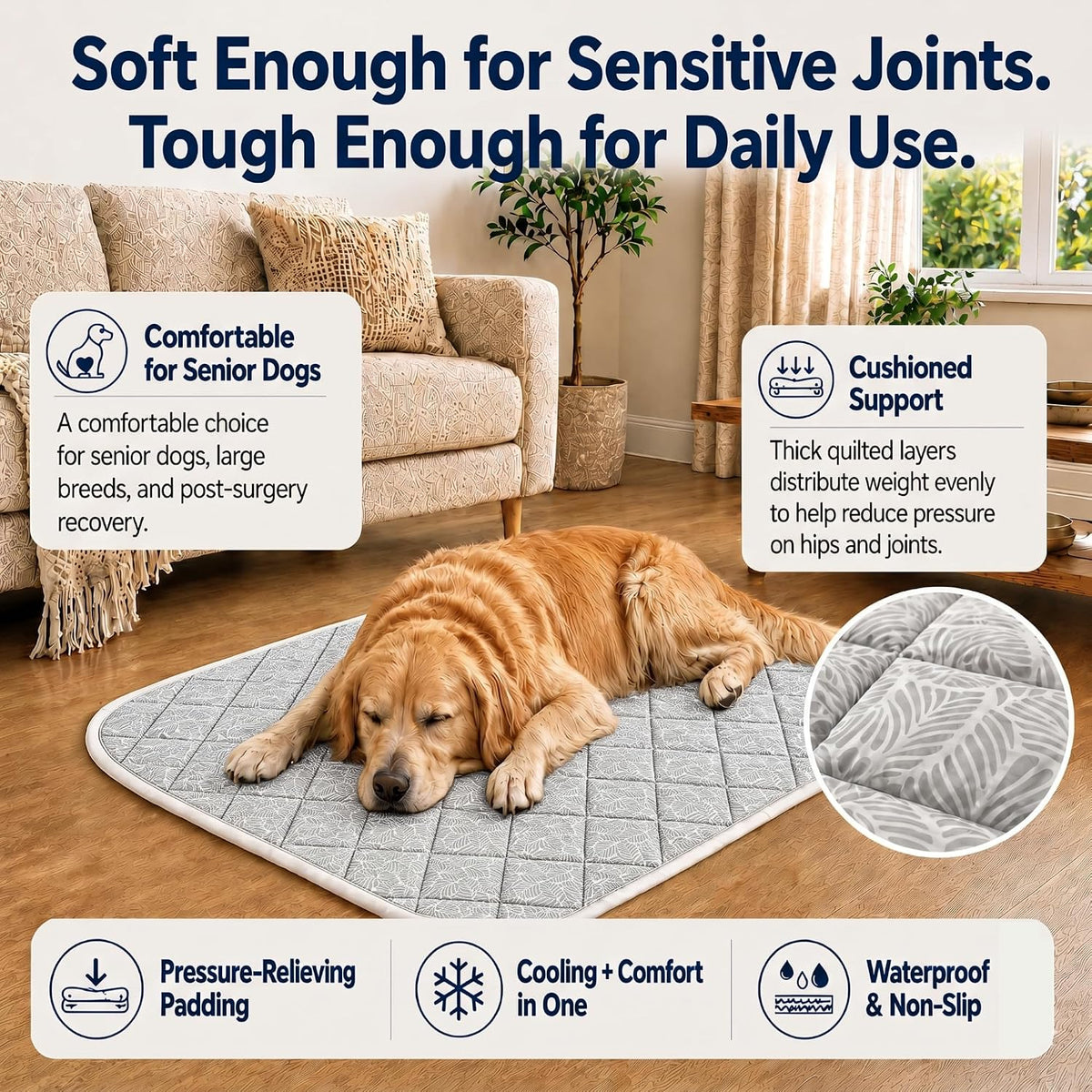 Cooling Mat for Dogs XL – Q-Max>0.5, Color-Changing Pad, 44"X32"