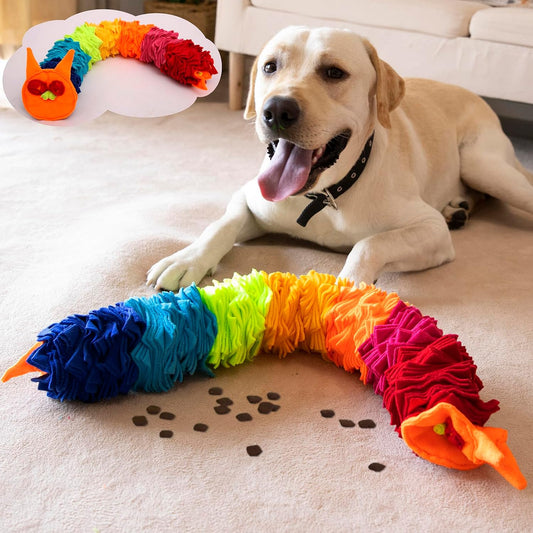 Ablechien Snuffle Ball Rainbow Snuffle Snake Puzzle Toy for Dogs Puppy Treat Dispensing Toys Foraging Snuffle Mat Interactive Slow Feeder Dog Toys for Any Size