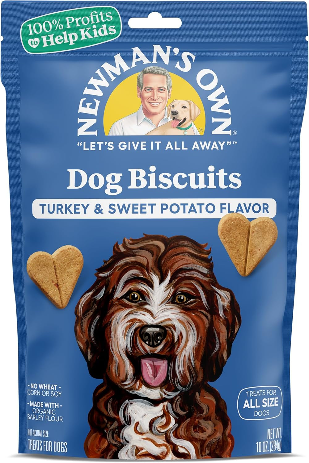 Newman'S Own Turkey & Sweet Potato Dog Biscuits, 10 Oz Bag (Pack of 6) — Oven Baked Crunchy Training Treats, Organic Ingredients, No Wheat Corn or Soy, Premium Quality Wholesome Dog Cookies