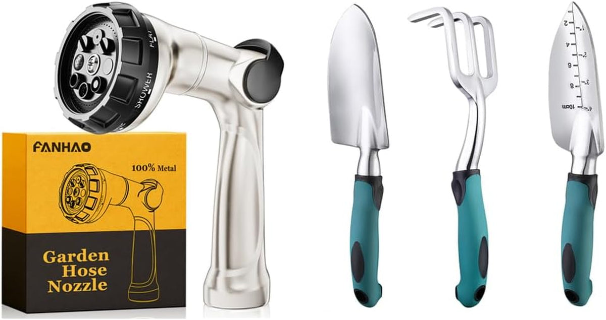 FANHAO Professional Garden Hose Nozzle + Garden Tools Set