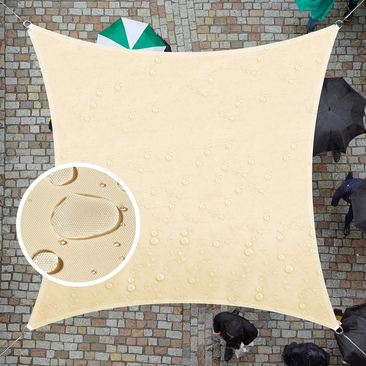 Colourtree 7' X 12' Waterproof Rectangle Beige Shade Sail 98% UV Block