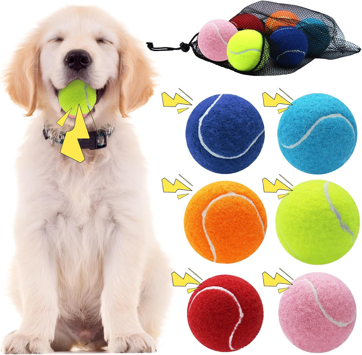Swingers Squeaky Tennis Balls for Dog, 2.5 Inch Training Tennis Balls
