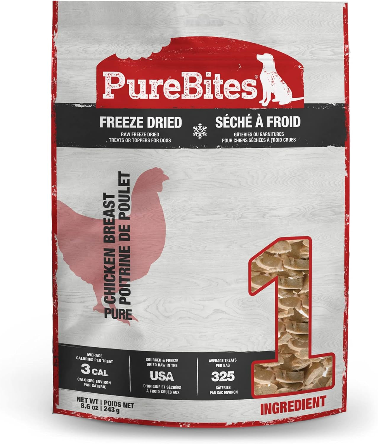 Purebites Chicken Breast Freeze Dried Dog Treats, 1 Ingredient, Made in USA, 8.6Oz