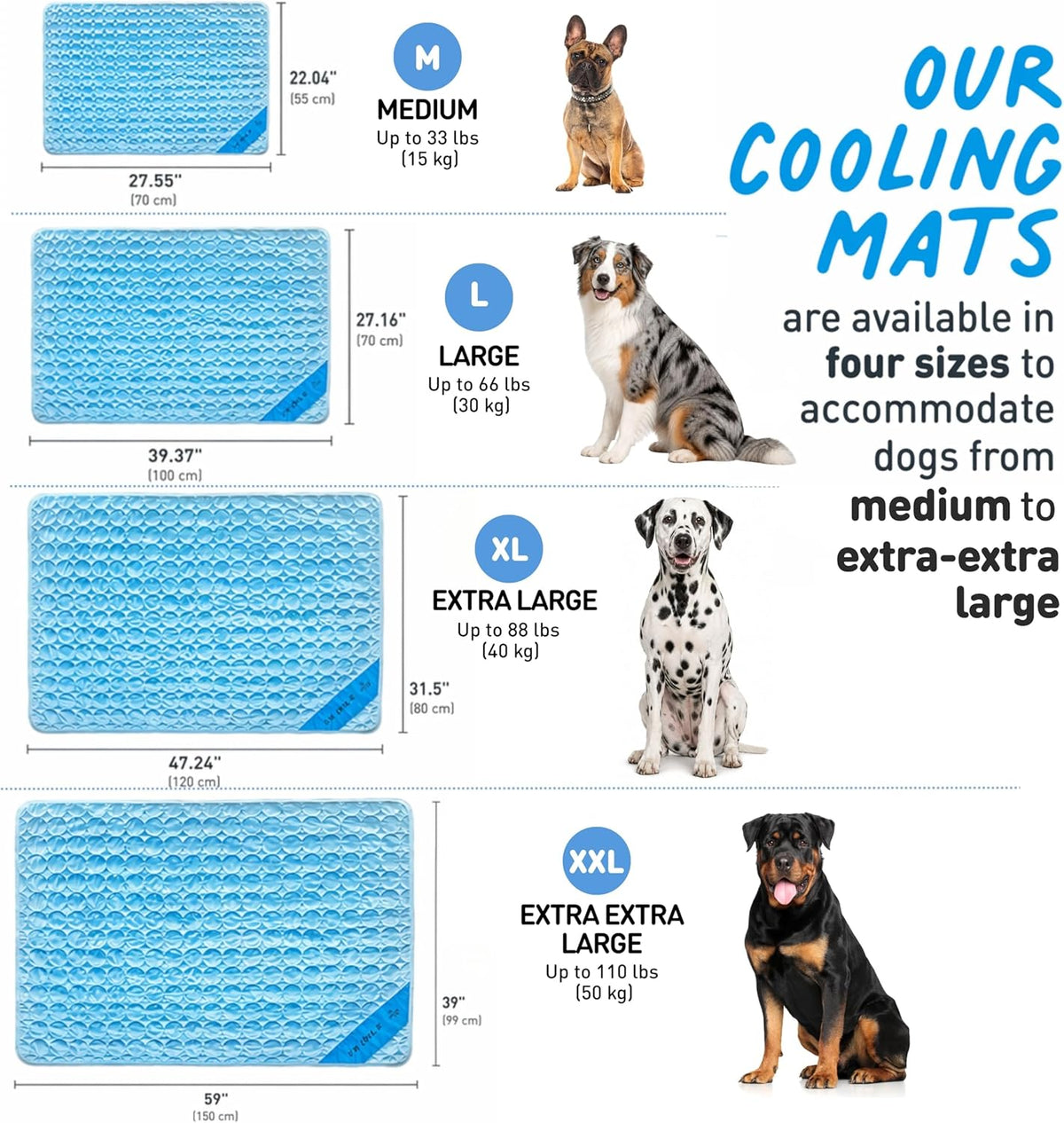 INSPECTOR TAIL Dog Cooling Mat, Indoor & Outdoor, Medium Self Cooling Pad