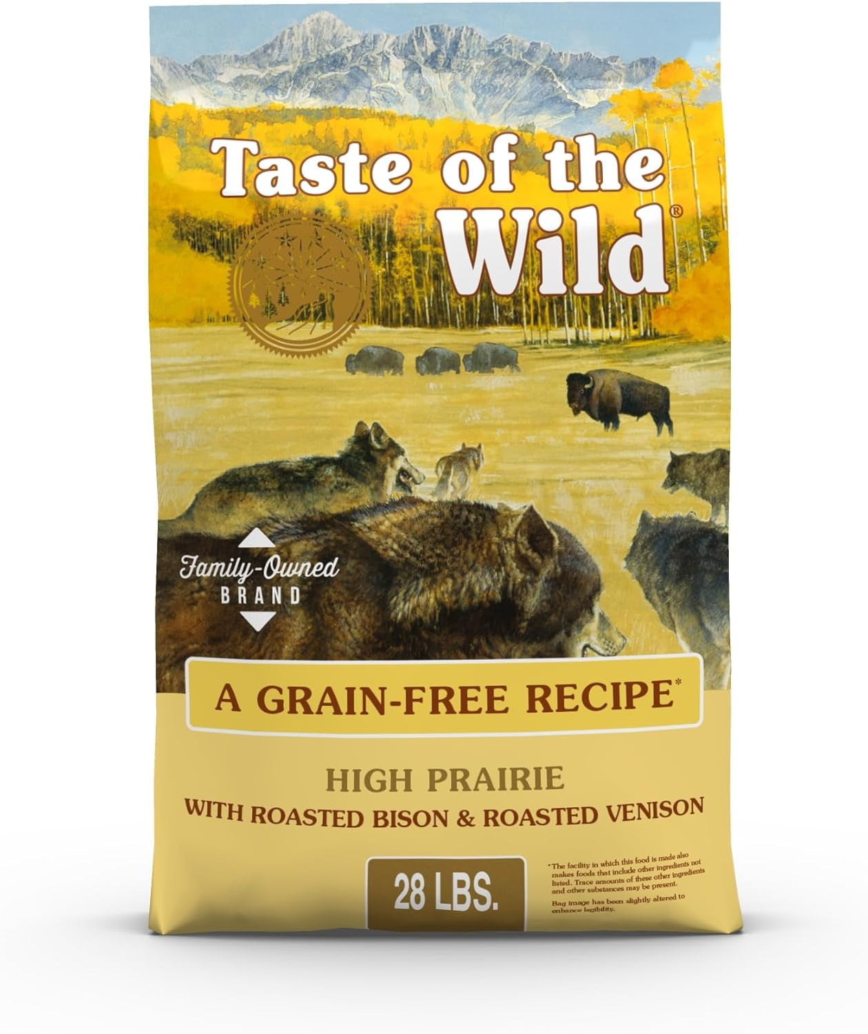 Taste of the Wild High Prairie Canine Grain-Free Recipe with Roasted Bison and Venison Adult Dry Dog Food, Made with High Protein from Real Meat and Guaranteed Nutrients and Probiotics 28Lb