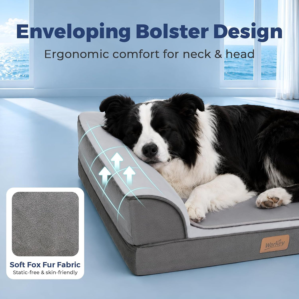 Cooling Dog Bed for Large Dogs, Orthopedic Dog Bed with Cooling Gel Mat, Removable Washable Cover, Waterproof Lining, Non-Slip Bottom, Summer Pet Bed for Sleeping, Size:40"*32"*8"