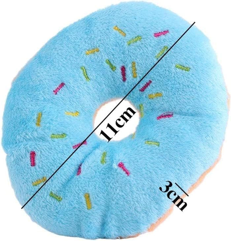 Jinshining 4 Pcs Donut Shape Plush Blue Pet Toy,Lovely Donut Shaped Squeaky Squeaking Sound for Pet Chew Toy Squeaky Plush Dog Toy Blueberry Chew Guard Technology Dog Squeak
