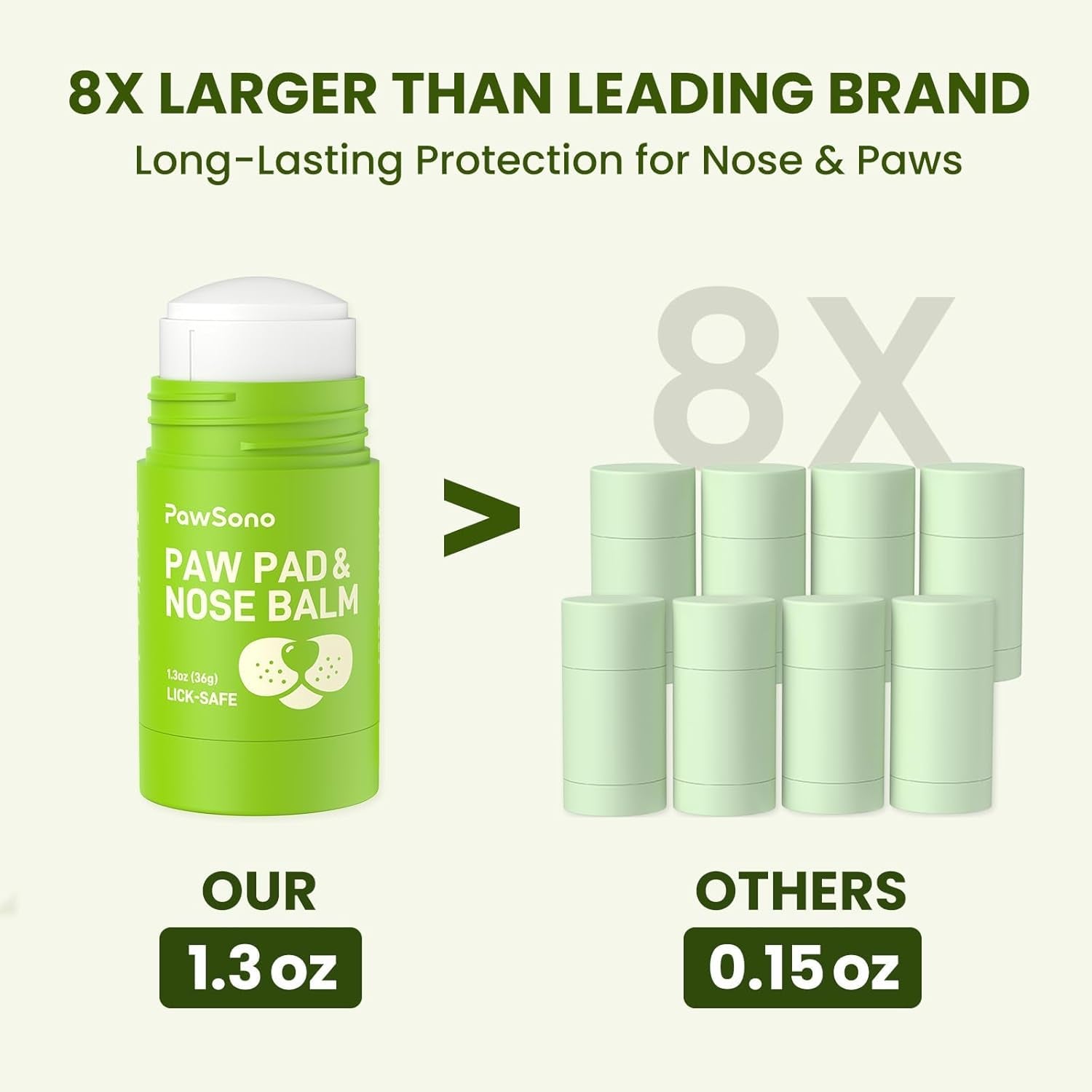 Pawsono Lick-Safe Dog Paw & Nose Balm with Coconut Oil | All-Natural Moisturizer & Soother for Dry, Cracked Pads & Snout, Heat & Cold Pavement Protection, Horse Hoof Care