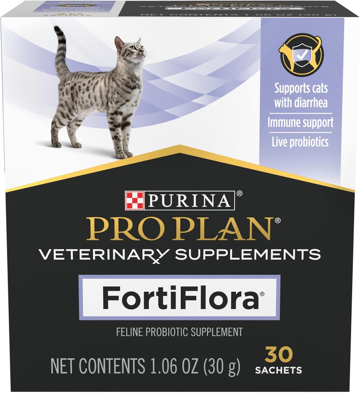 Purina Pro Plan Veterinary Supplements Fortiflora Daily Probiotics for Cats for Digestive Gut Health and Diarrhea - 30 Ct. Box