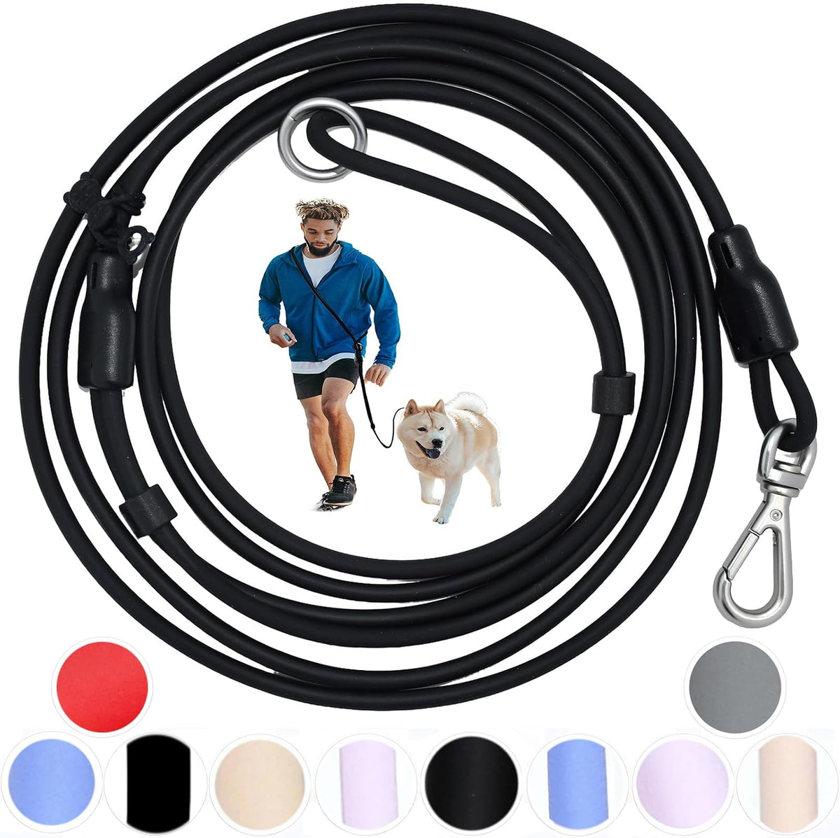 9-In-1 Hands Free Dog Leash Crossbody/Waist Black Small Dogs