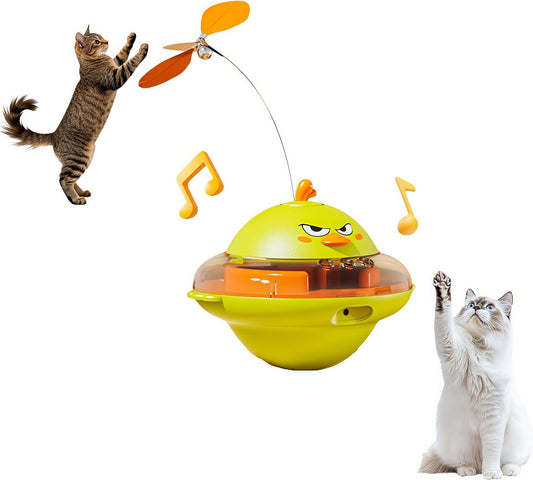 Interactive Cat Toy for Cats with Feather & Treat Dispenser, Lifelike Bird Songs & 360° Swing Rotation,Type-C Charging with Non-Toxic Abs,Green